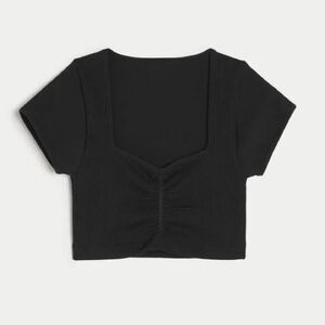 Gilly Hicks Black Ribbed Stretchy Sweetheart Going Out Cropped Top size L